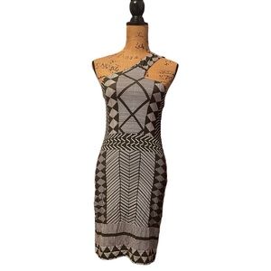 Nicole Miller Studio Black & White One Shoulder Bodycon Dress Size P